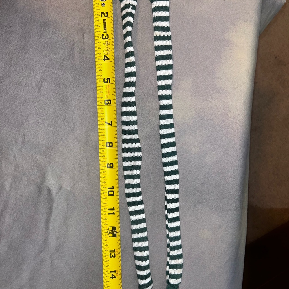 16” Striped Green and White Knit Scarf